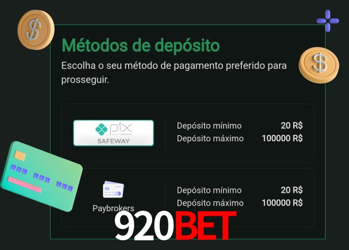 O cassino 920bet oferece uma grande variedade de métodos de pagamento